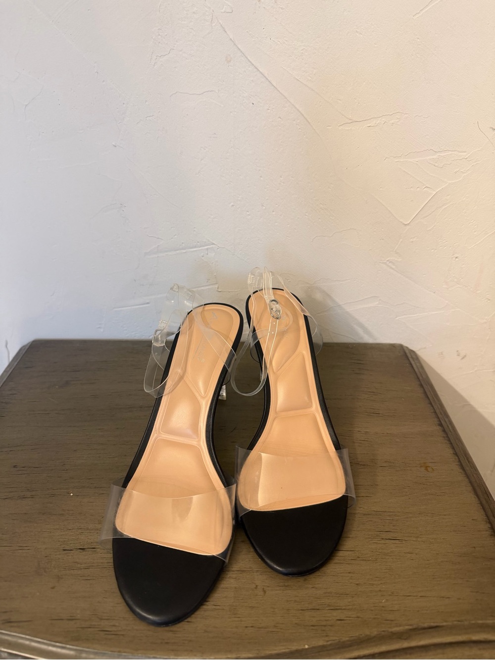Anne Michelle Women's Black Sandals with Clear Straps 8.5
